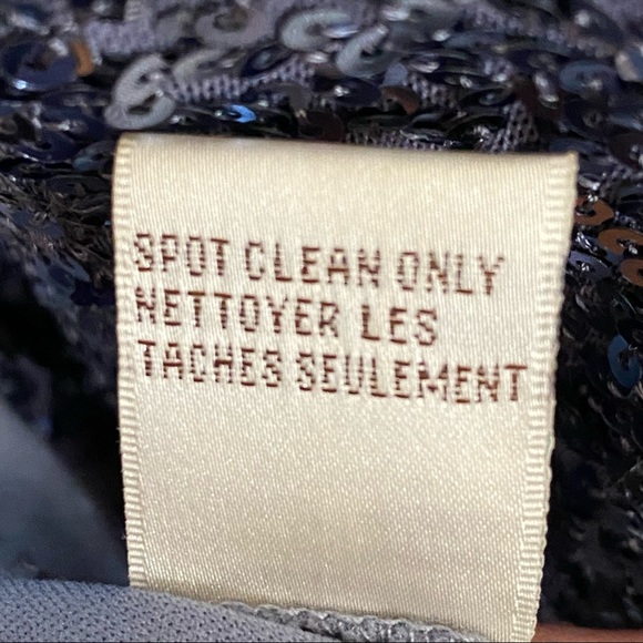 Badgley Mischka blue sequin sleeveless high neck low V open back long gown dress - Picture 13 of 16